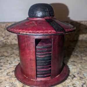 Black Tuareg Leather Coasters Sets| Made in Mali| Ethnic Tuareg Home Decor|